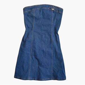 Blue Denim Strapless Mini Dress